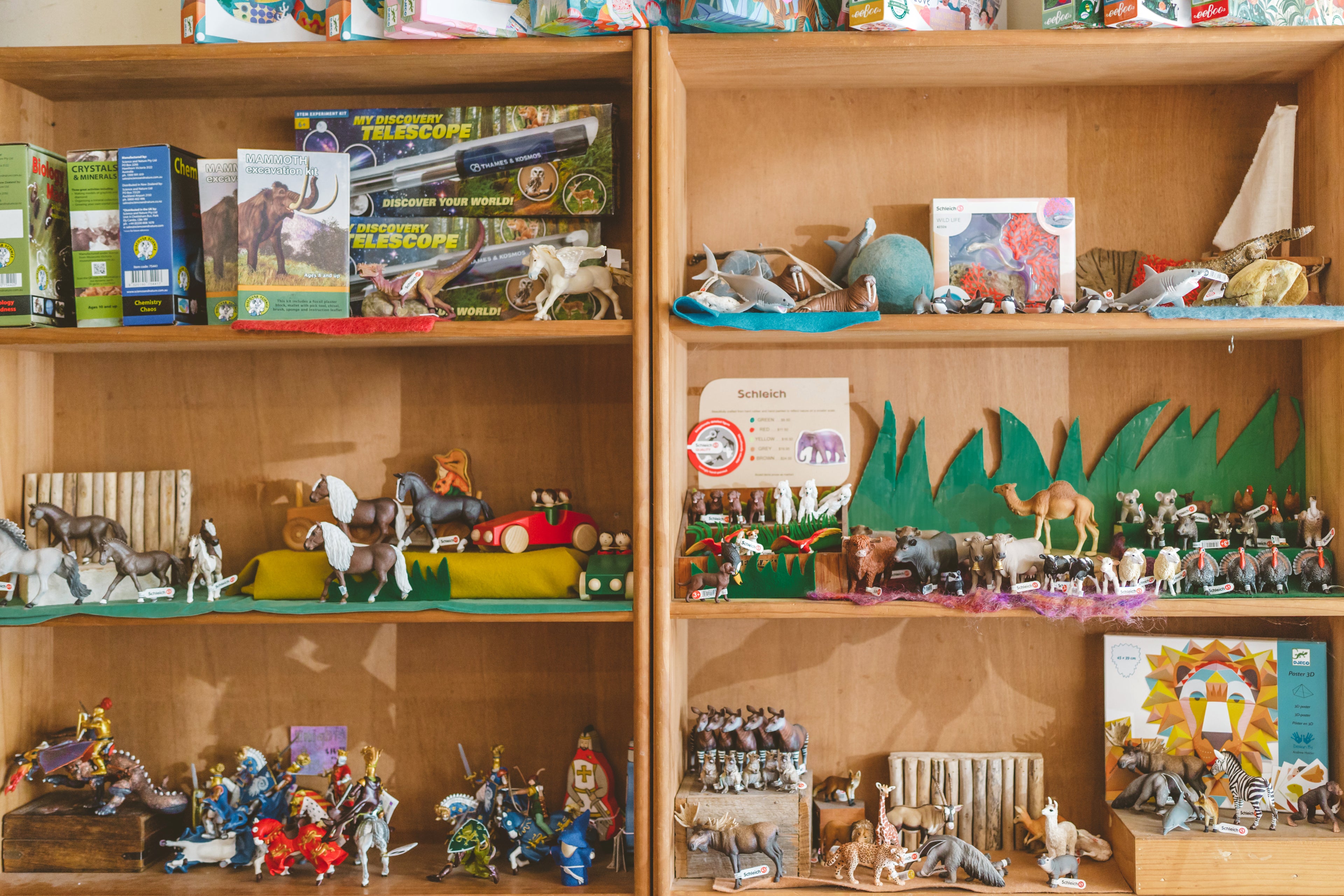 Selection of kids toys on a shelf